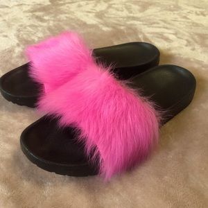 Ugg Hot Pink Furry Slides- Size 8
